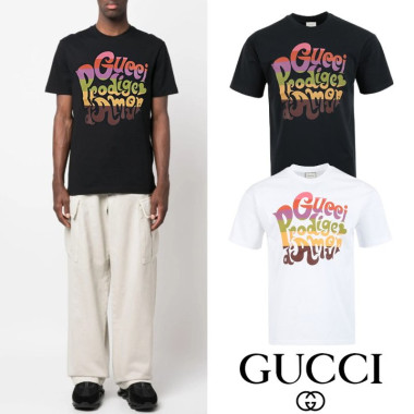 GUCCI 구찌 프로디지 아모르 프린트 실켓 티셔츠