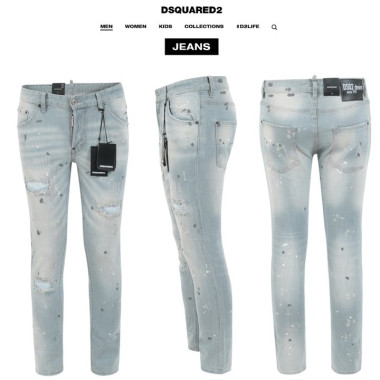 DSQUARED2 디스퀘어드2 스팟 페인트 아이스 슬림 일자진