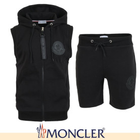 MONCLER 몽클레어 빅로고 민소매 후드집업 & 반바지 세트