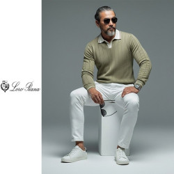 LOROPIANA 로로피아나 배색 카라 라인 니트 2COLOR