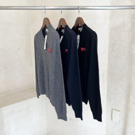 COMME DES GARCONS 꼼데가르송 더블 하트와펜 라운드 가디건