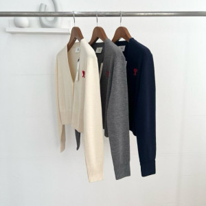 AMI 아미 하트로고 울 가디건