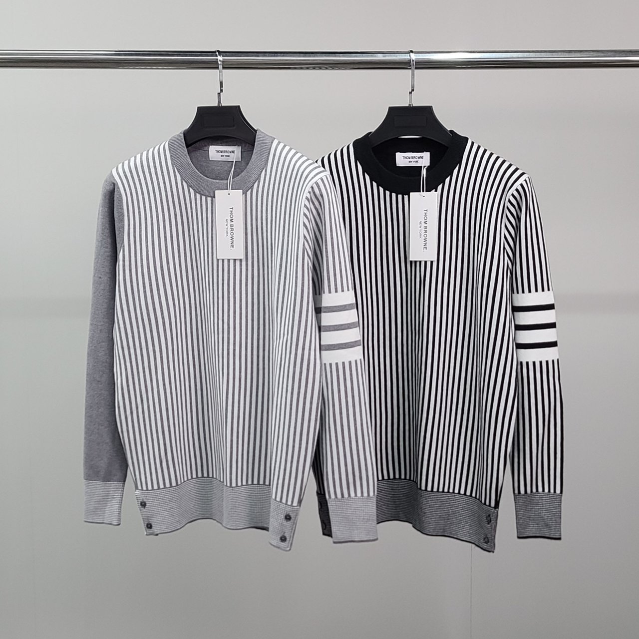 THOM BROWNE 톰브라운 사선완장 스트라이프 울 니트