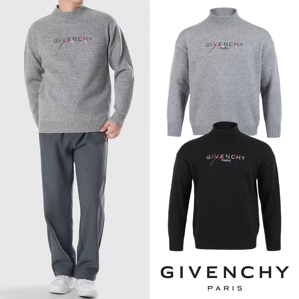 GIVENCHY 지방시 메인 레터링 자수 넥 니트
