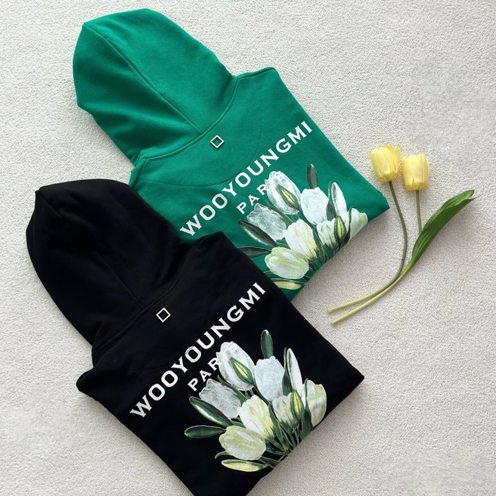 WOOYOUNGMI 우영미 튤립 플라워 기모 후드 2COLOR
