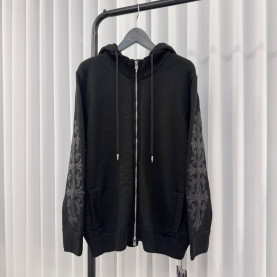 CHROME HEARTS 크롬하츠 레더 플로랄 패치 후드집업