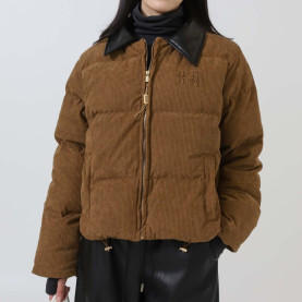 MIUMIU 미우미우 코듀로이 나파 가죽 다운 재킷