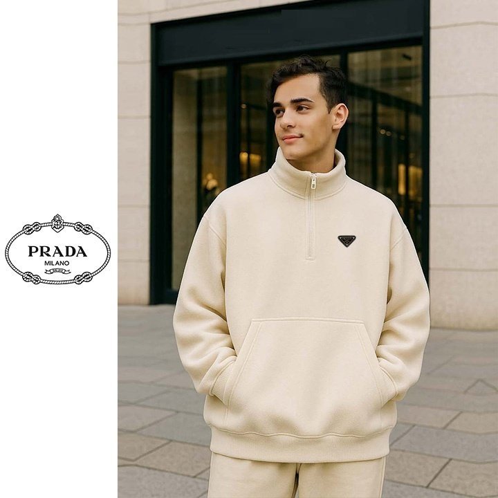 PRADA 프라다 하이넥 퍼플리스 하프 집업 2COLOR