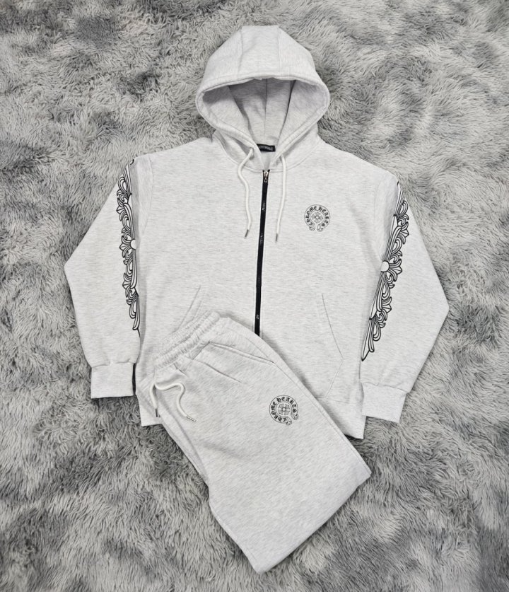 CHROME HEARTS 크롬하츠 타투 기모 후드집업&팬츠 세트 2COLOR