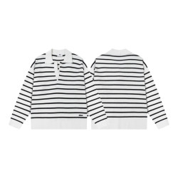 AMI 아미 8181 폴로 트임 스트라이프 니트