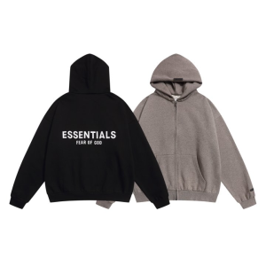 FEAR OF GOD 피어오브갓 에센셜 2006 백 로고 플리스 풀 후드 집업