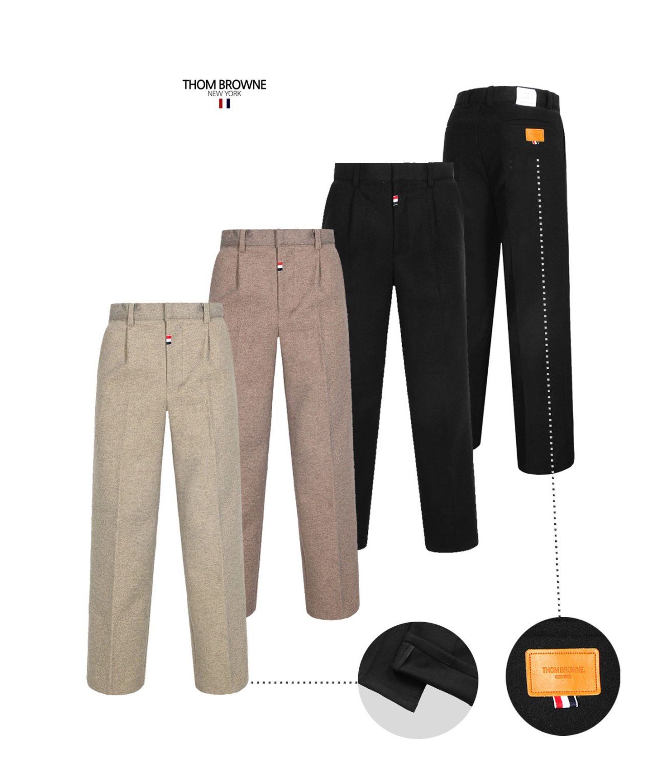 THOM BROWNE 톰브라운 기모 울 세미 와이드 팬츠(A68)