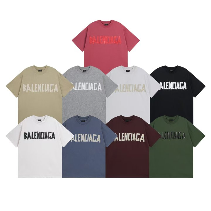 BALENCIAGA 발렌시아가 2387 테이프 로고 구제 워싱 반팔