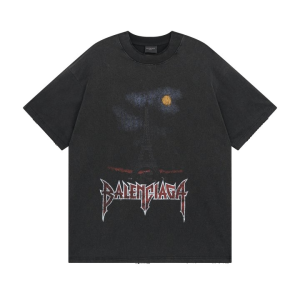 BALENCIAGA 발렌시아가 3228 파리 문 더블 프론트 구제 워싱 반팔