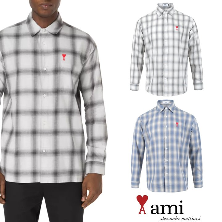 AMI 아미 스몰하트 타탄 체크 셔츠