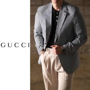 GUCCI 구찌 하운드투스 시어서커 투스체크 자켓