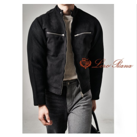 LOROPIANA 로로피아나 라이더 니트 스웨이드자켓 2COLOR
