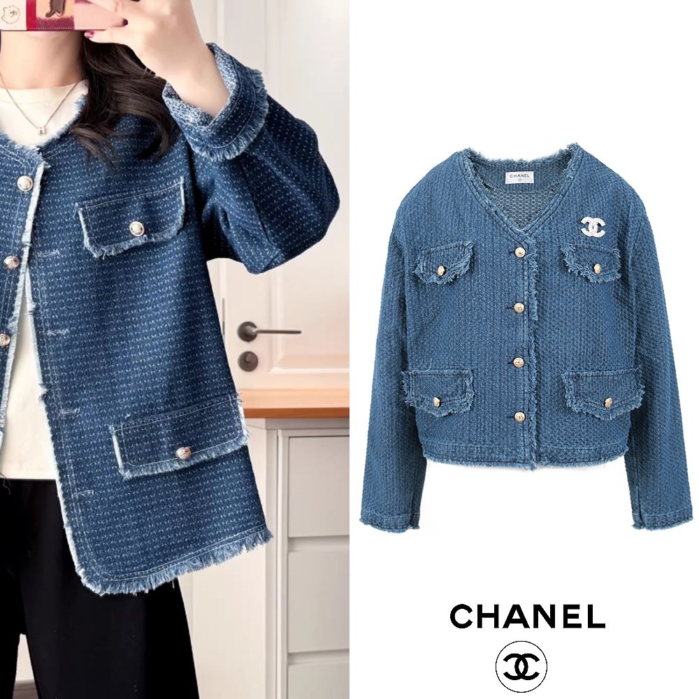 CHANEL 샤넬 수술 데님 트위드 자켓