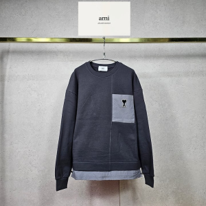 AMI 아미 스트링 배색 맨투맨 2COLOR