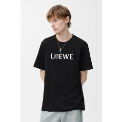LOEWE 로에베 블랙 앤 화이트 아나그램 백 로고 숏 슬리브 티셔츠