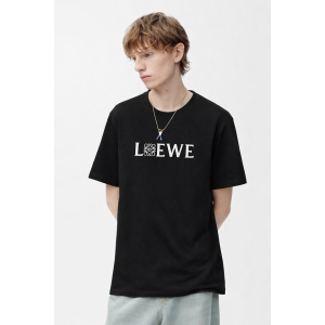 LOEWE 로에베 블랙 앤 화이트 아나그램 백 로고 숏 슬리브 티셔츠