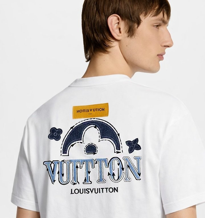 LOUIS VUITTON 루이비통 LV 데님 사이드 업 숏 슬리브 티셔츠