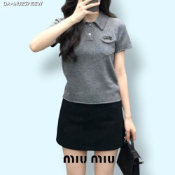 MIUMIU 미우미우 포켓 로고 카라티