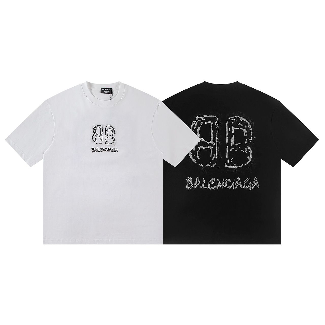 BALENCIAGA 발렌시아가 6439 BB 크리스탈 로고 반팔