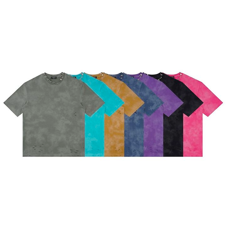 BALENCIAGA 발렌시아가 6519 피어싱 타이다이 구제 워싱 반팔