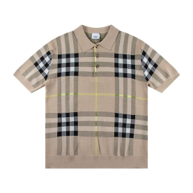 BURBERRY 버버리 6388 체크 자카드 폴로 니트 반팔