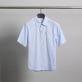COMME DES GARCONS 꼼데가르송 화이트와펜 스트라이프 반팔 셔츠