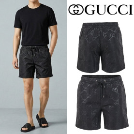 GUCCI 구찌 블랙 자가드 스윔 팬츠
