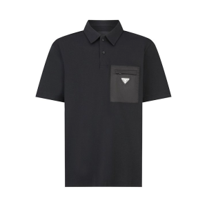 PRADA 프라다 리나일론 디테일 스트레치 코튼 폴로 셔츠