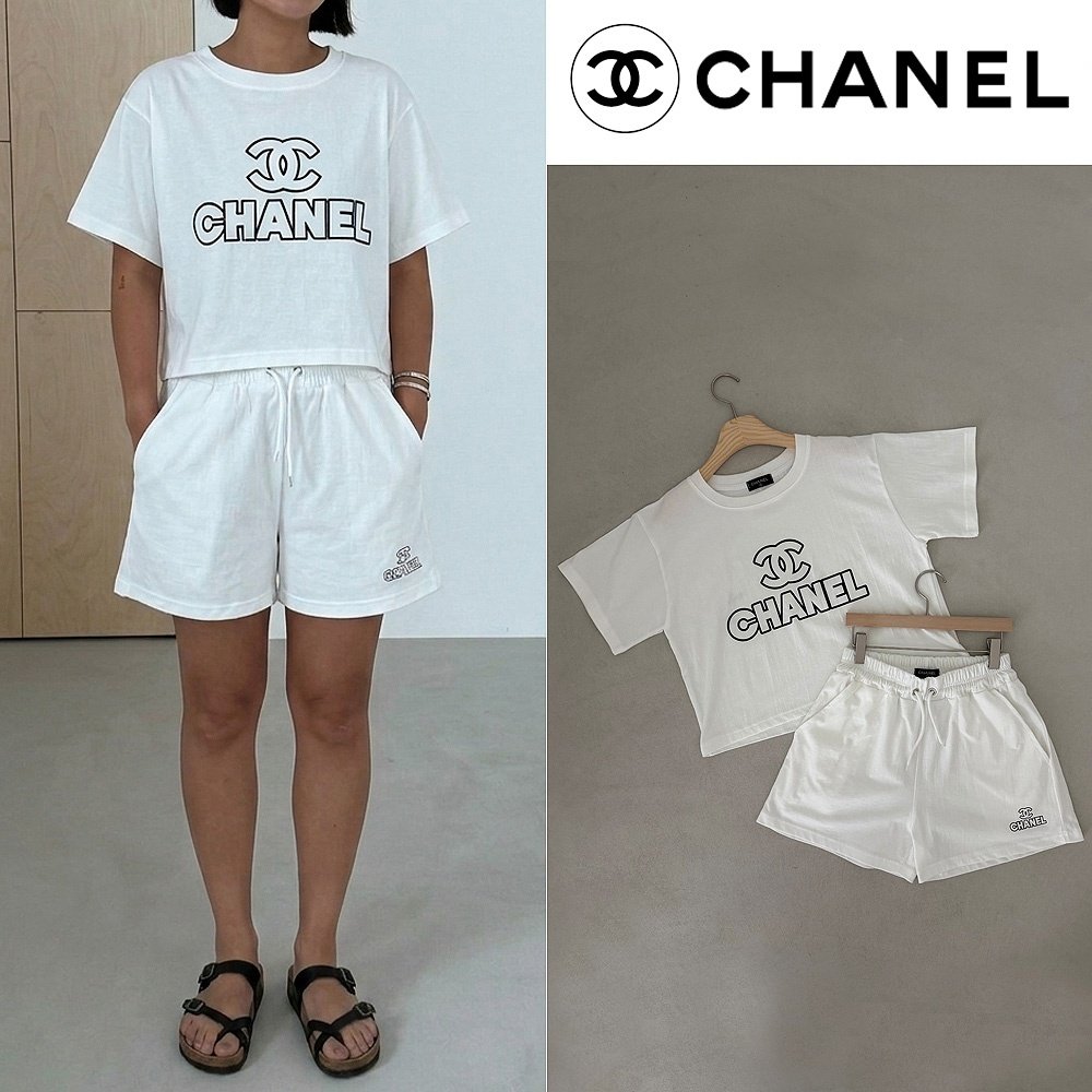 CHANEL 샤넬 네임 로고 크롭 셋업 2COLOR