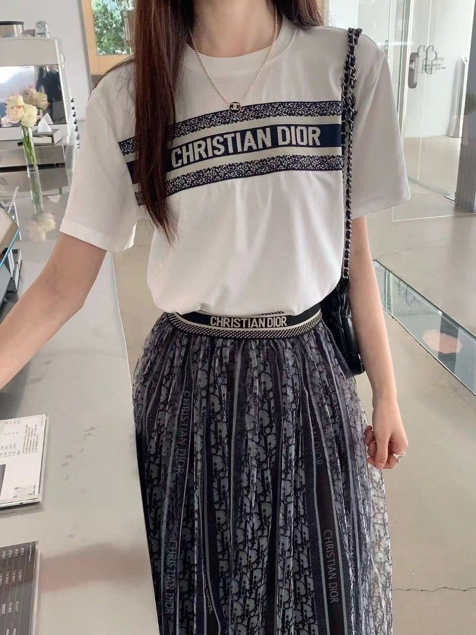 DIOR 디올 롱치마 반팔 셋트