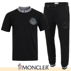 MONCLER 몽클레어 빅 레더 로고 반팔 & 긴바지 셋업