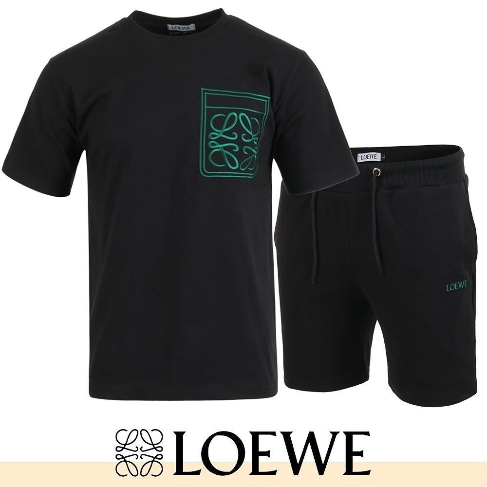 LOEWE 로에베 그린 자수 반팔 & 반바지 셋업