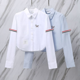 THOM BROWNE 톰브라운 009 우먼 헥터 포플린 코튼 크롭 셔츠