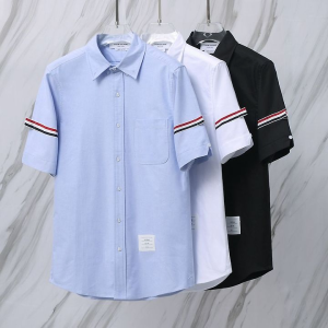THOM BROWNE 톰브라운 091 RWB 암밴드 옥스포드 반팔 셔츠
