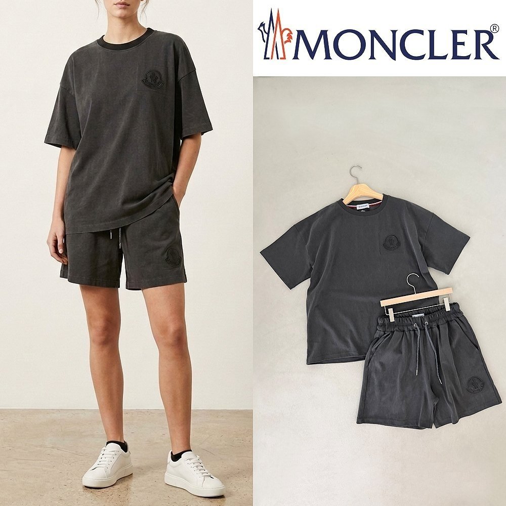 MONCLER 몽클레어 엠보 로고 피그먼트 오버핏 하프 셋업