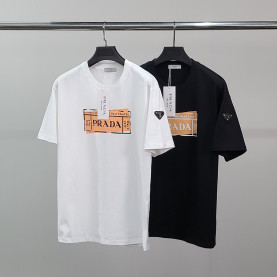 ●8월 판매 18위● PRADA 프라다 가슴페인트 코튼 반팔티