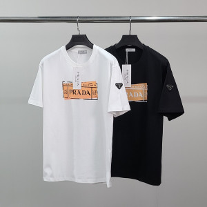 ●8월 판매 18위● PRADA 프라다 가슴페인트 코튼 반팔티
