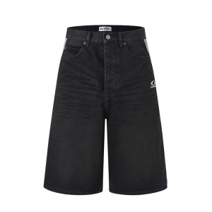 BALENCIAGA 발렌시아가 607079 루프 스포츠 로고 워싱 하프 데님 팬츠