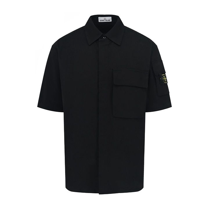 STONE ISLAND 스톤아일랜드 607035 스트레치 오가닉 코튼 트윌 반팔 셔츠