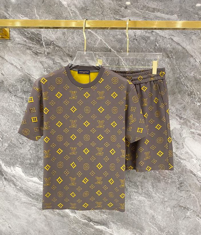 LOUIS VUITTON 루이비통 607122 컬러 모노그램 자수 올오버 반팔&반바지 세트 2COLOR