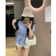 MIUMIU 미우미우 1017 더블 리본 깅엄 체크 반팔 셔츠