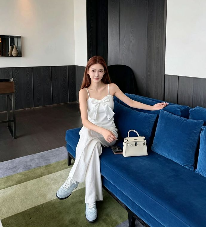 CHANEL 샤넬 1012 오간자 리본 슬리브리스 탑 2COLOR