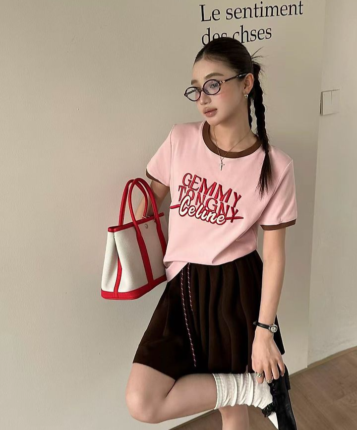 CELINE 셀린느 1037 그래픽 배색 링거 반팔 2COLOR