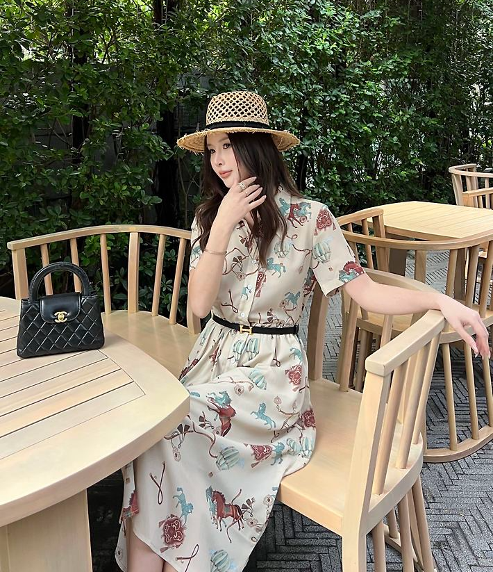 HERMES 에르메스 1062 로프 콘스탄스 H 로고 벨트 원피스 2COLOR