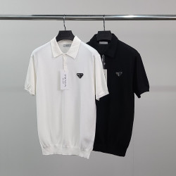 PRADA 프라다 로고와펜 클래식 반팔 카라 니트